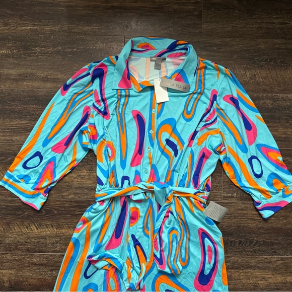 NWT Love X Design Pants Suit Romper 2X Dopamine 70s Kidcore Colorful - Picture 6 of 8